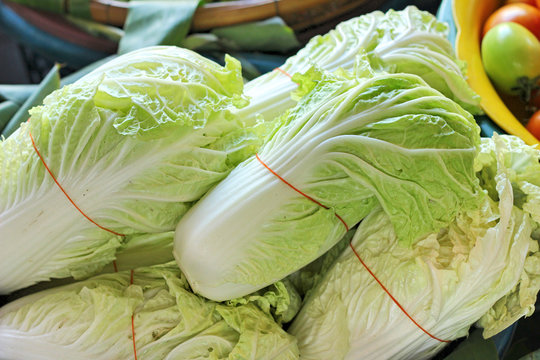 Fresh cabbage in the market.