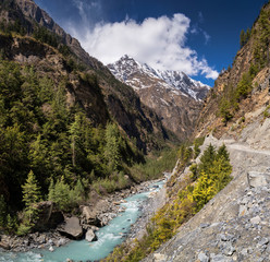 River and high mountains. Beautiful natural landscape