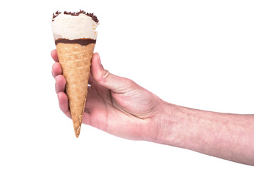 Ice cream cone in hand