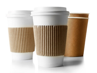 Paper cups isolated on white