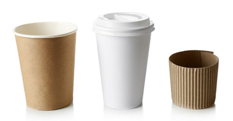 Paper cups isolated on white