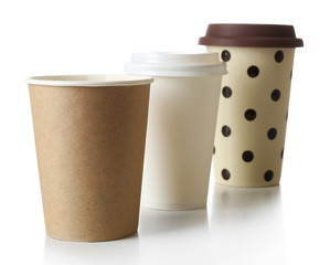 Paper cups isolated on white