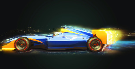 Obraz na płótnie Canvas Formula One race car with light trail