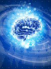 brain - blue technology concept