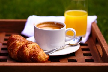 Coffee and croissant breakfast