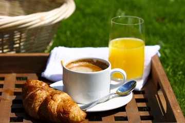 Coffee and croissant breakfast