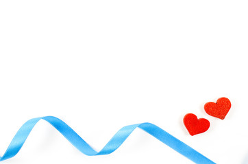 Heart and ribbon on white background