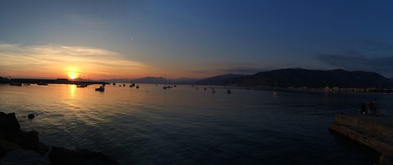 Fototapeta na wymiar panoramic sunset,liguria