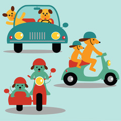 Obraz na płótnie Canvas dogs and vehicles