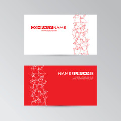 Red template of business card with abstract elements