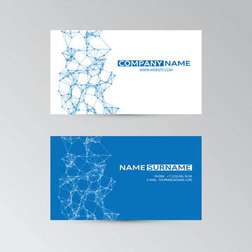 Blue of business cards with abstract elements