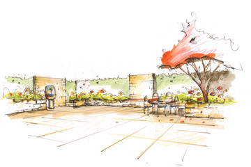 Gartenplanung Ansichtsskizze © Andreas Krappweis