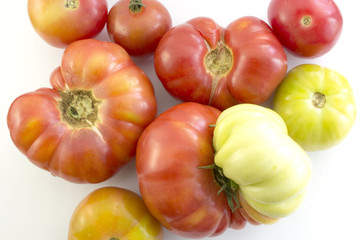 Naklejka na ściany i meble Tomatoes amazing shape on white background, Tomato's Isolated