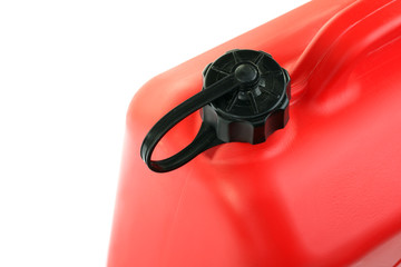 red canister of gasoline in isolation