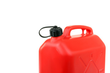 red canister of gasoline in isolation