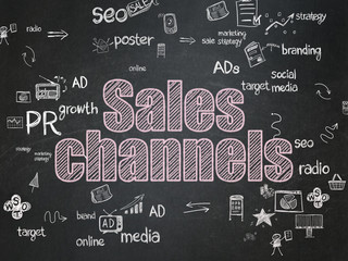 Advertising concept: Sales Channels on School Board background