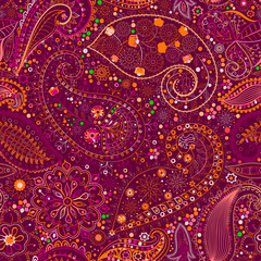 Vintage floral motif ethnic seamless background.