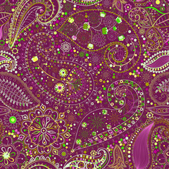 Vintage floral motif ethnic seamless background.