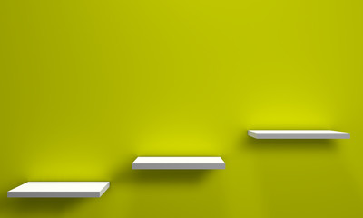 three shelves on a wall