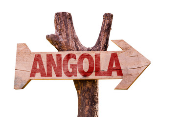 Angola wooden sign isolated on white background