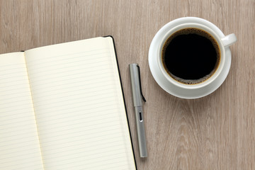 Office desk with blank paper