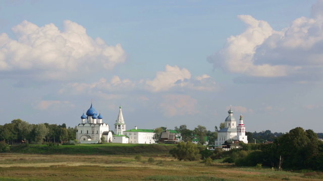 Beautiful view of the Suzdal Kremlin and Ilyinsky church. Russia