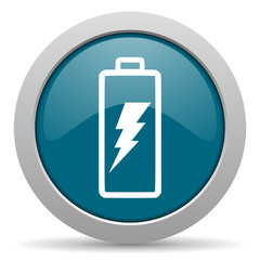 Fototapeta premium battery blue glossy web icon