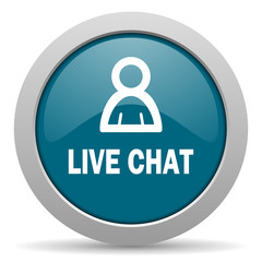 live chat blue glossy web icon