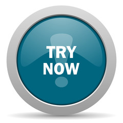 try now blue glossy web icon