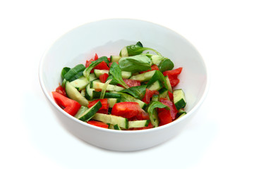 fresh vegetable salad in white bowl