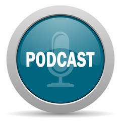 podcast blue glossy web icon