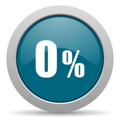 0 percent blue glossy web icon