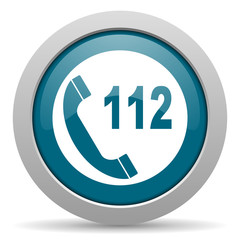 emergency call blue glossy web icon