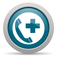 Obraz premium emergency call blue glossy web icon
