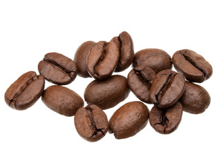 roasted coffee beans isolated in white background cutout