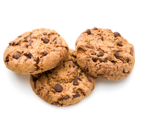Chocolate cookies isolated on white background cutout