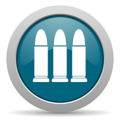 ammunition blue glossy web icon