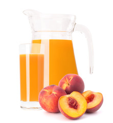 Peach fruit juice in glass jug