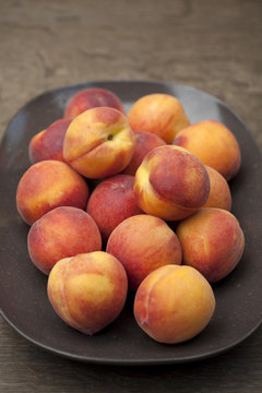 Close up of peaches on plate