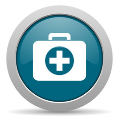Obraz premium first aid blue glossy web icon