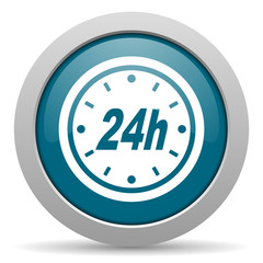24h blue glossy web icon