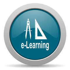 larning blue glossy web icon