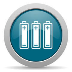 battery blue glossy web icon
