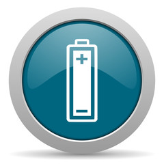 battery blue glossy web icon