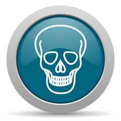 skull blue glossy web icon