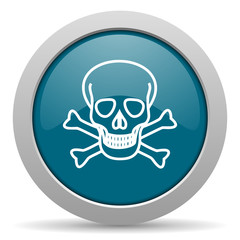 skull blue glossy web icon