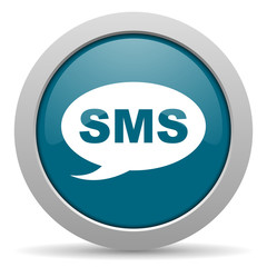 sms blue glossy web icon