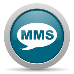mms blue glossy web icon
