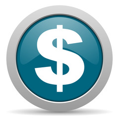 dollar blue glossy web icon