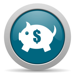 Obraz premium piggy bank blue glossy web icon